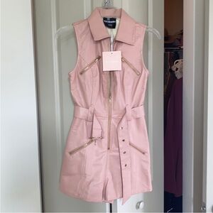 KITTENISH pink faux-leather romper.